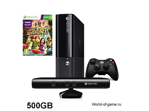   Microsoft Xbox 360 E 500 GB + Kinect +  Kinect Adventures (XBOX 360)