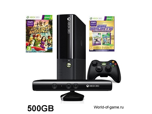 ������� ��������� Microsoft Xbox 360 E 500 GB + Kinect + Adventures + Sports Ultimate (XBOX 360)