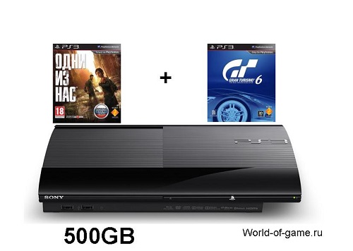 ������� ��������� Sony PlayStation 3 Super Slim 500Gb + The Last Of Us (���� �� ���) ������� ������ +Gran Turismo 6 (������� ������) (PS3) 